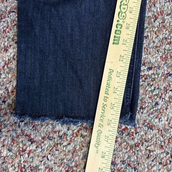 Democracy Blue Med-Dark Wash Mid-Rise Ab-Solution Raw Hem Cropped Jeans Size 14 - Picture 14 of 15